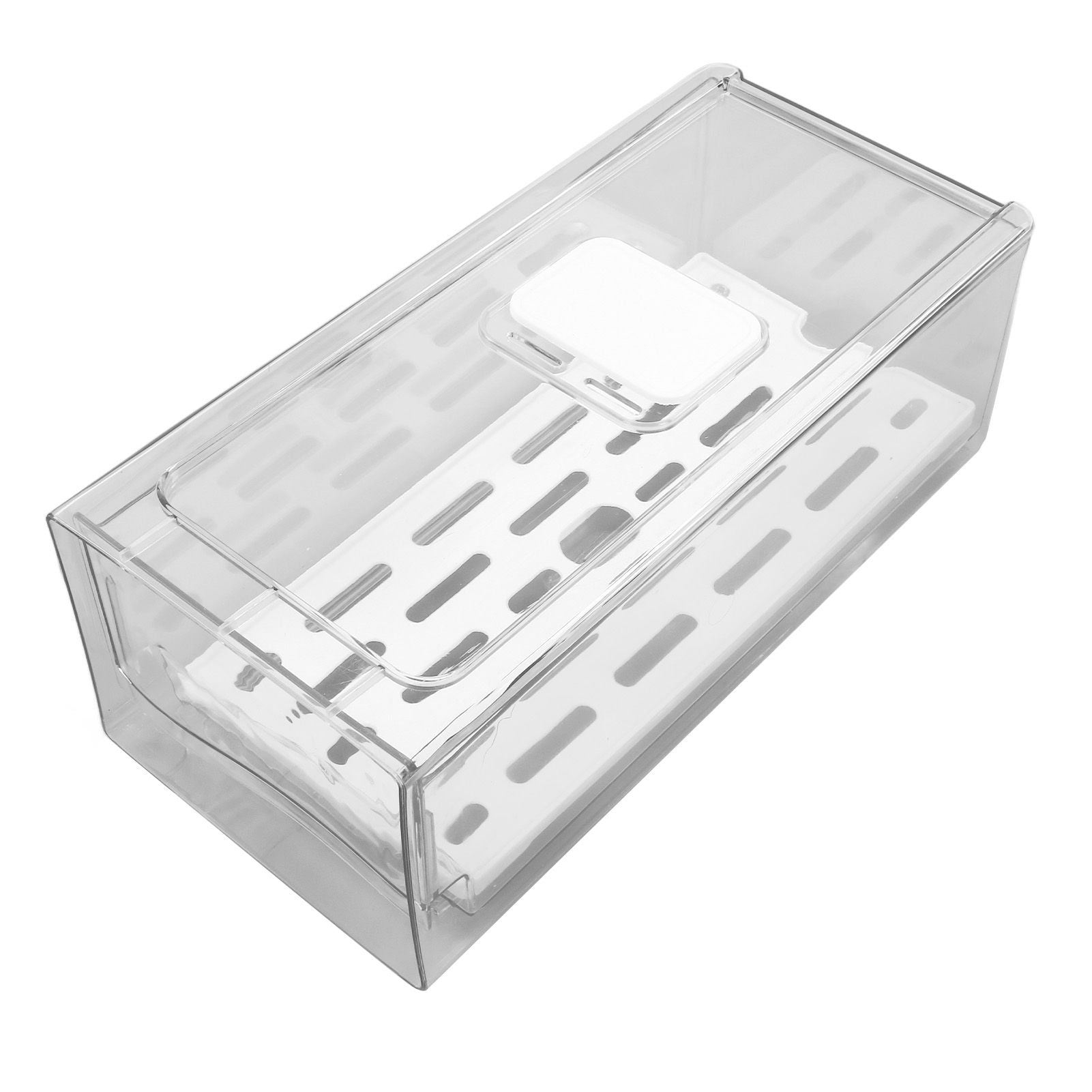 Refrigerator Storage Box Holder with Draining Plate Fruit Storage Container Preservation BoxS 11x14x30cm / V1294-YM0523-3118220040112
