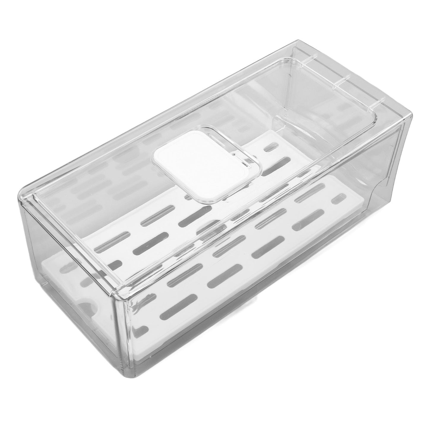 Refrigerator Storage Box Holder with Draining Plate Fruit Storage Container Preservation BoxS 11x14x30cm / V1294-YM0523-3118220040112