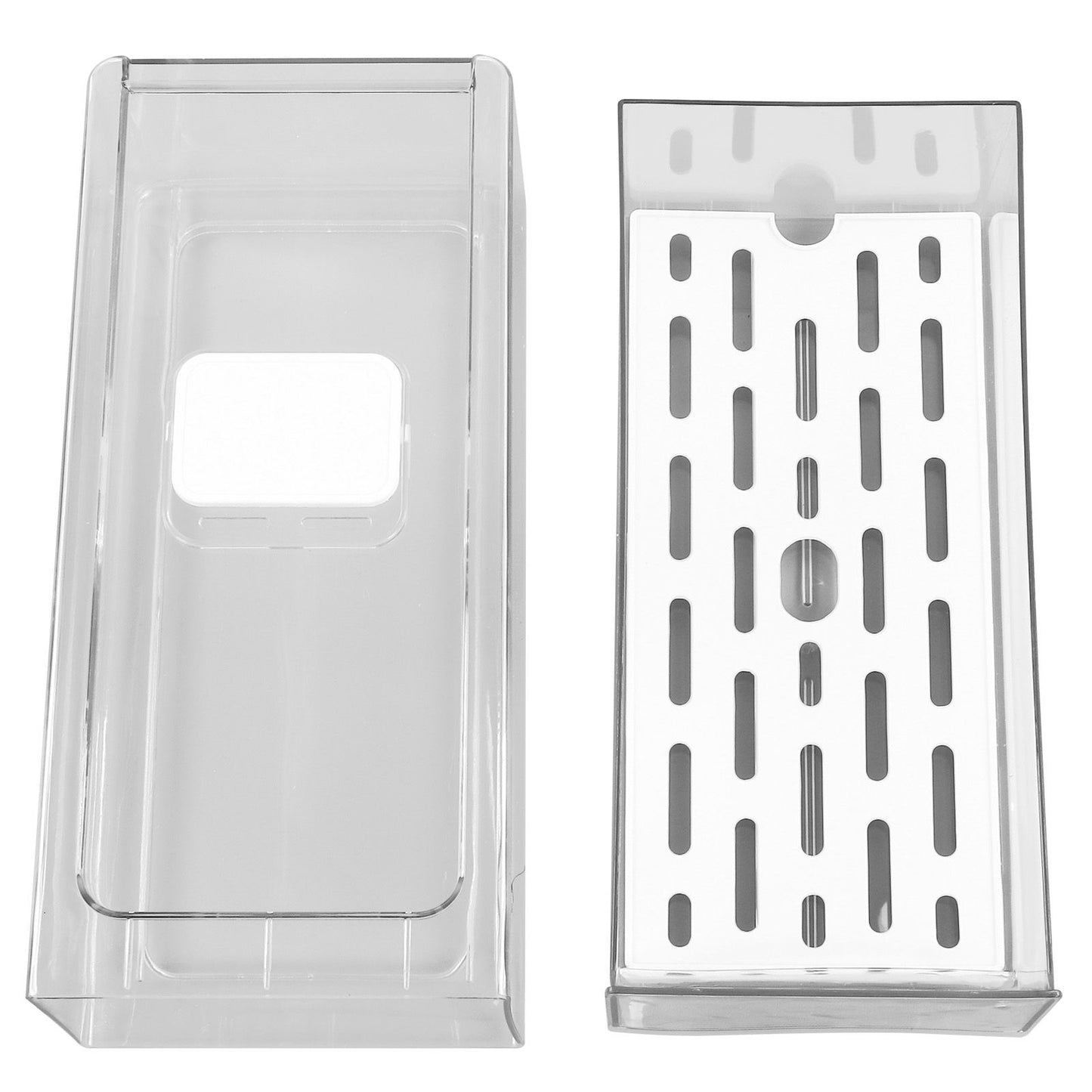 Refrigerator Storage Box Holder with Draining Plate Fruit Storage Container Preservation BoxS 11x14x30cm / V1294-YM0523-3118220040112