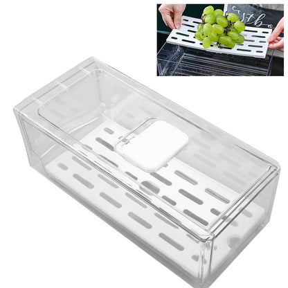 Refrigerator Storage Box Holder with Draining Plate Fruit Storage Container Preservation BoxS 11x14x30cm / V1294-YM0523-3118220040112
