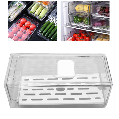 Refrigerator Storage Box Holder with Draining Plate Fruit Storage Container Preservation BoxS 11x14x30cm / V1294-YM0523-3118220040112