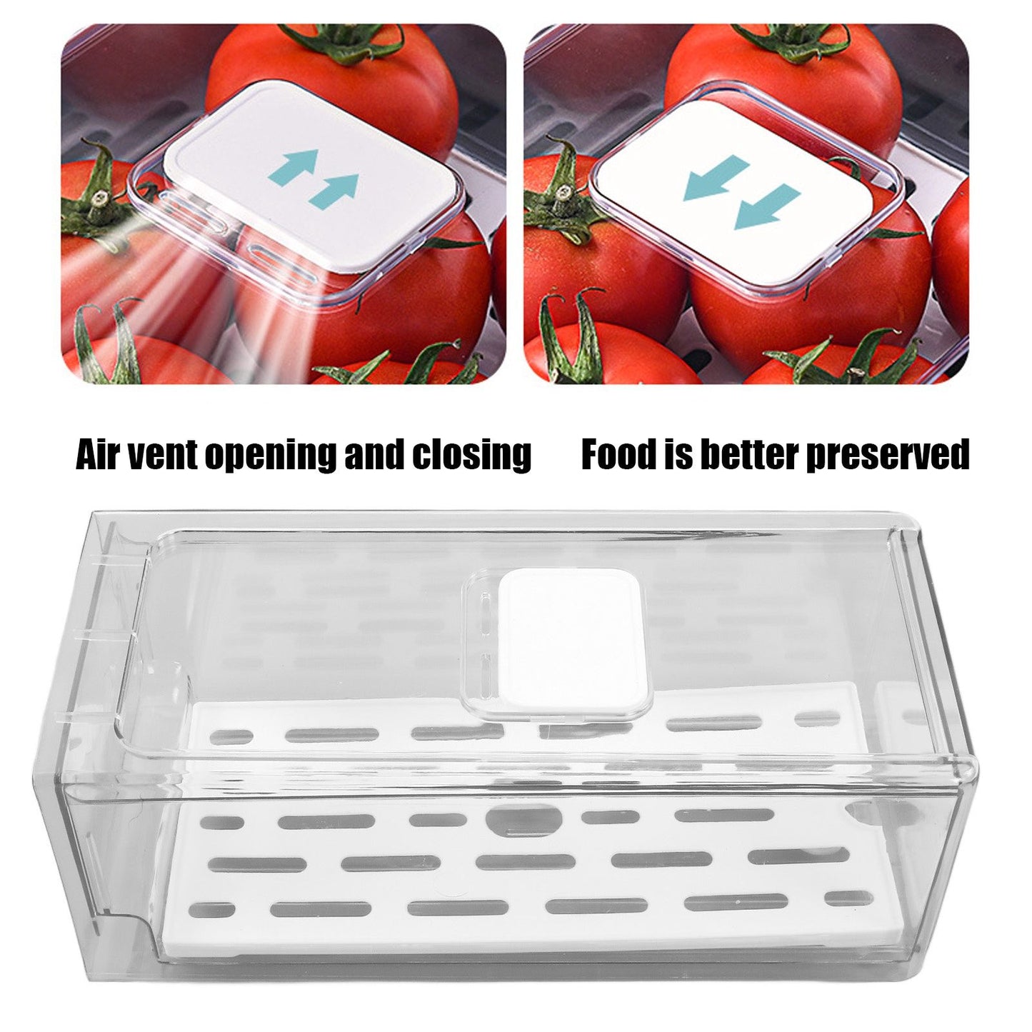 Refrigerator Storage Box Holder with Draining Plate Fruit Storage Container Preservation BoxS 11x14x30cm / V1294-YM0523-3118220040112