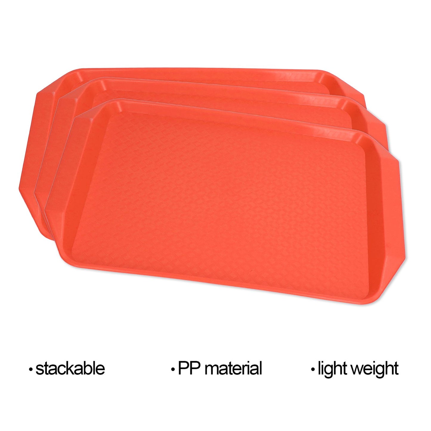3PCS Colorful Food Tray Rectangle Thickened Binaural Plastic Tray Heat Resistance Stackable Cafeteria Trays V1294-YM0523-3118220042011