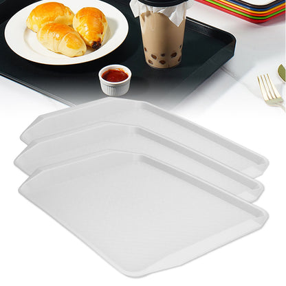 3PCS Colorful Food Tray Rectangle Thickened Binaural Plastic Tray Heat Resistance Stackable Cafeteria Trays V1294-YM0523-3118220042012