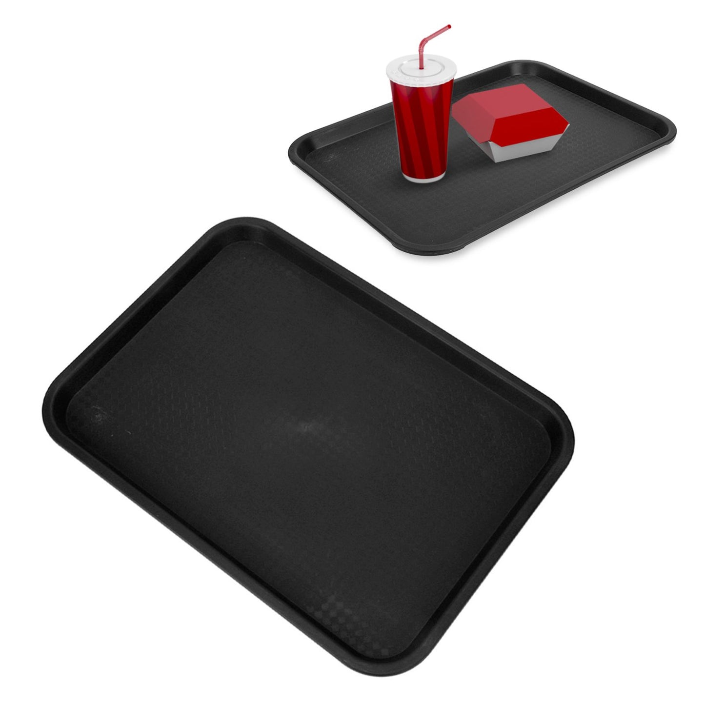 2pcs Food Tray Multifunctional Thickened Slip Resistance Chinese Fast Food Serving Tray for Dining Hall V1294-YM0523-3118220042812