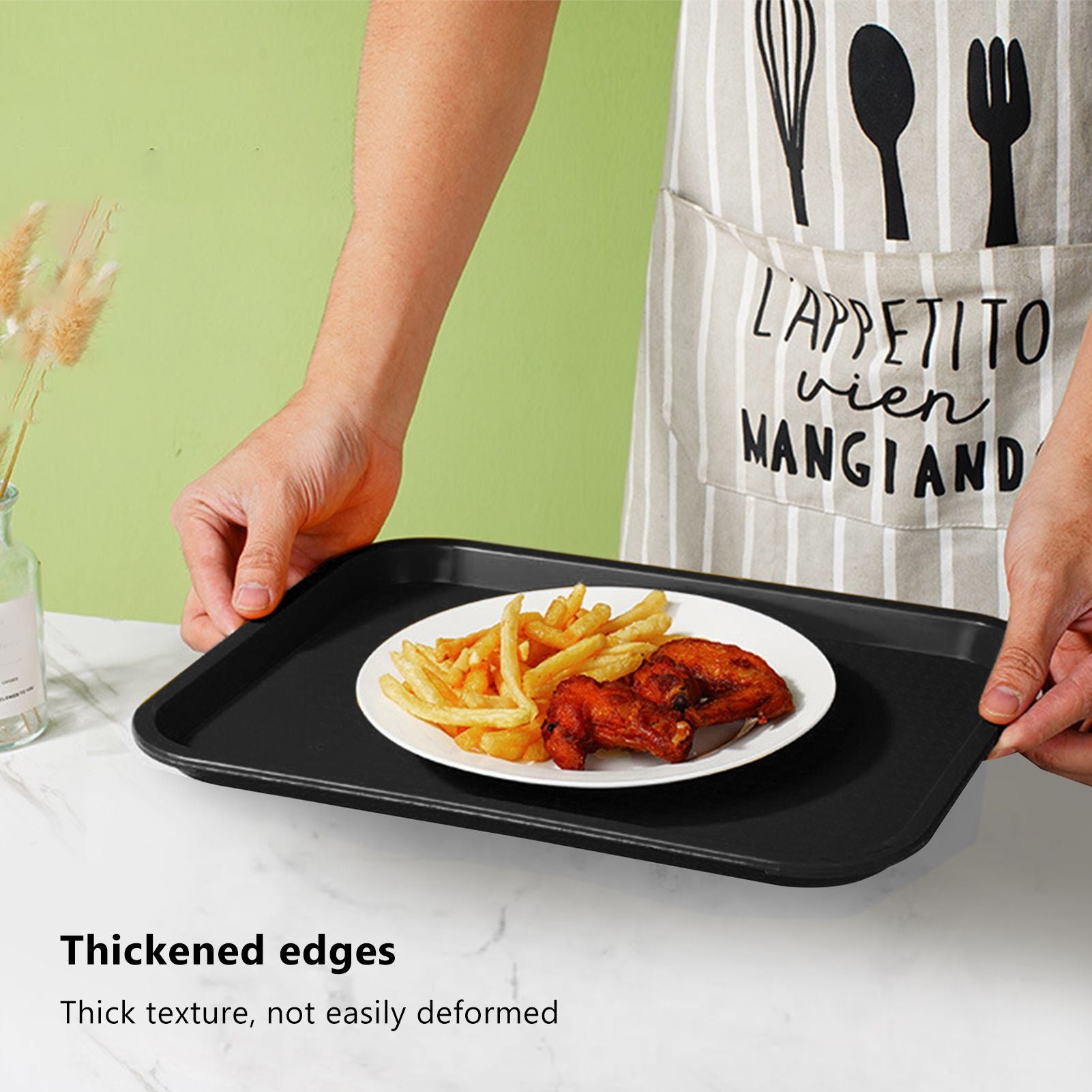 2pcs Food Tray Multifunctional Thickened Slip Resistance Chinese Fast Food Serving Tray for Dining Hall V1294-YM0523-3118220042812