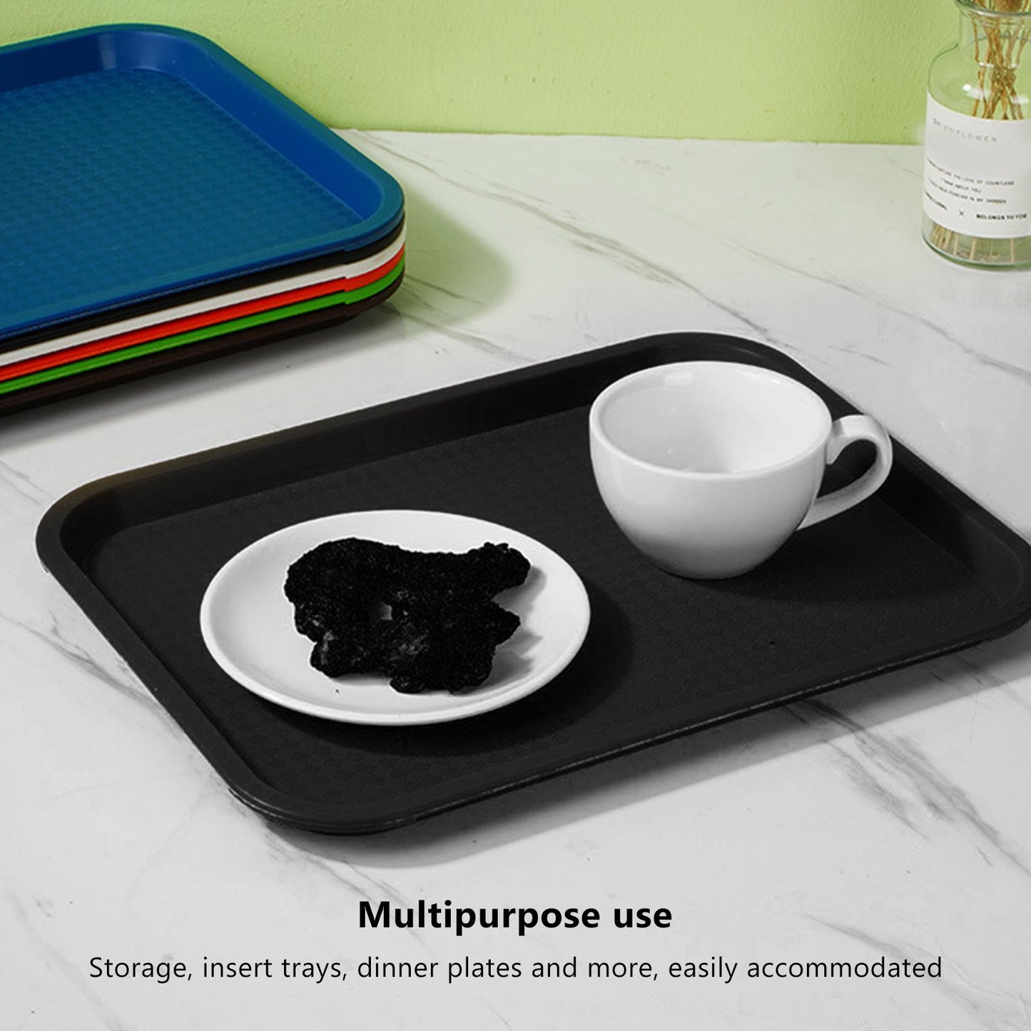 2pcs Food Tray Multifunctional Thickened Slip Resistance Chinese Fast Food Serving Tray for Dining Hall V1294-YM0523-3118220042812