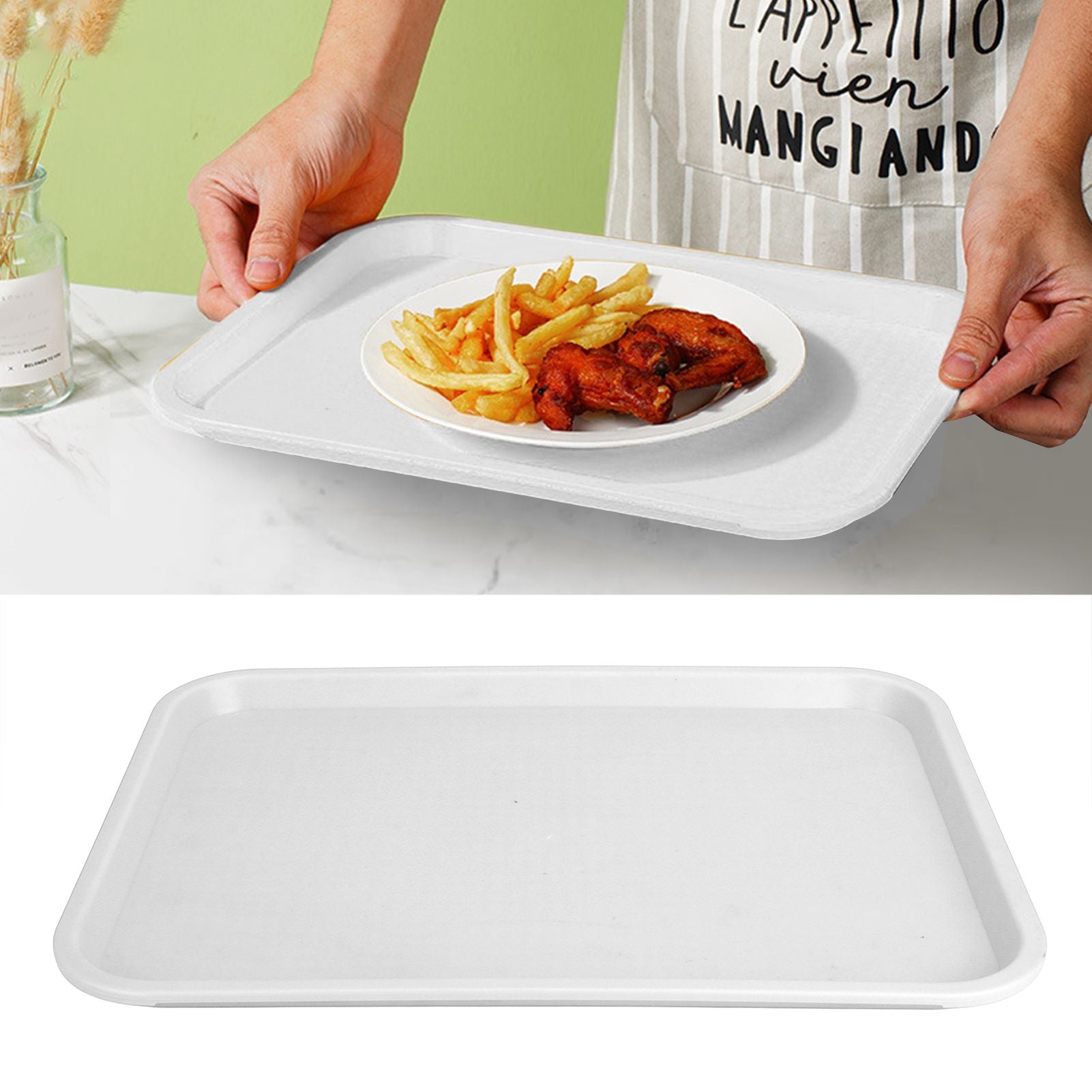 2pcs Food Tray Multifunctional Thickened Slip Resistance Chinese Fast Food Serving Tray for Dining Hall V1294-YM0523-3118220042814