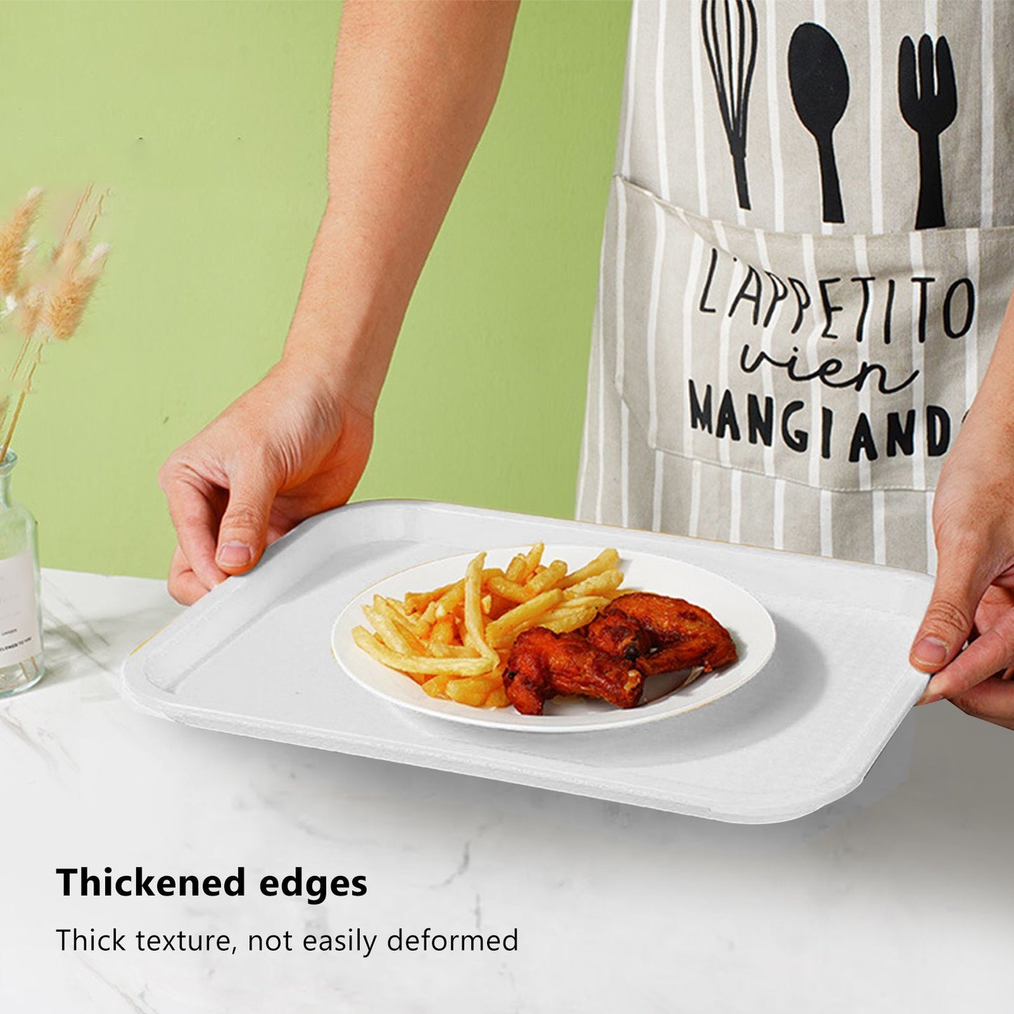 2pcs Food Tray Multifunctional Thickened Slip Resistance Chinese Fast Food Serving Tray for Dining Hall V1294-YM0523-3118220042814