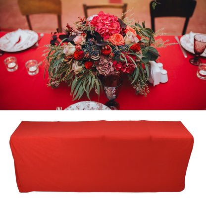 Stretch Spandex Table Cover Good Elasticity Washable Reusable Red Stretchable Tablecloth with 4 Pockets for V1294-YM0523-3118220044511