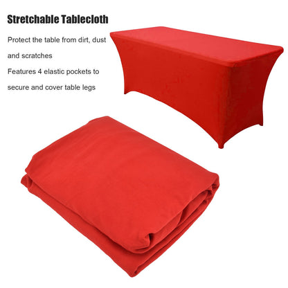 Stretch Spandex Table Cover Good Elasticity Washable Reusable Red Stretchable Tablecloth with 4 Pockets for V1294-YM0523-3118220044511