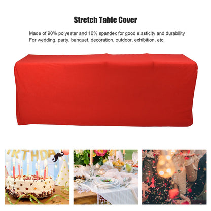 Stretch Spandex Table Cover Good Elasticity Washable Reusable Red Stretchable Tablecloth with 4 Pockets for V1294-YM0523-3118220044513