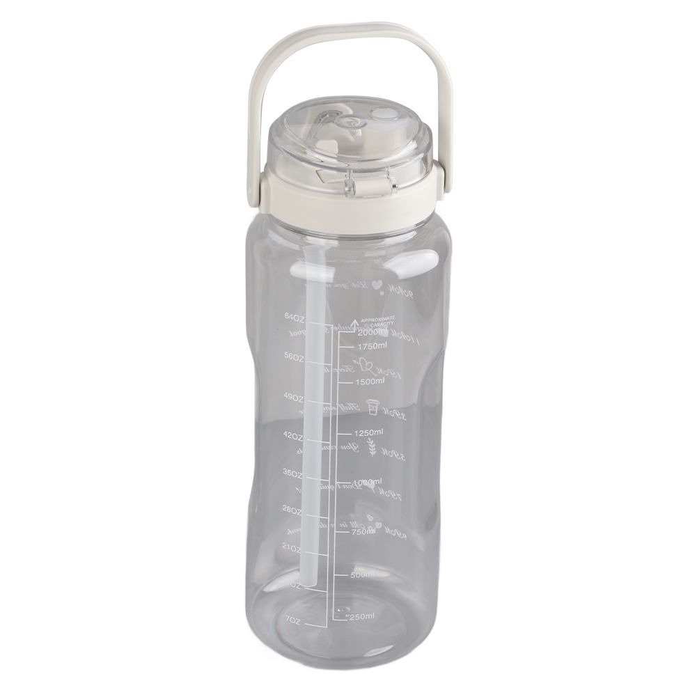 Large Water Bottle 2 Drinking Methods PC PP Material Clear Scale Portable Matte Large Water Jug with Straw V1294-YM0523-3118220046612