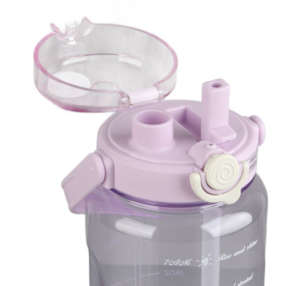 Large Water Bottle 2 Drinking Methods PC PP Material Clear Scale Portable Matte Large Water Jug with Straw V1294-YM0523-3118220046615