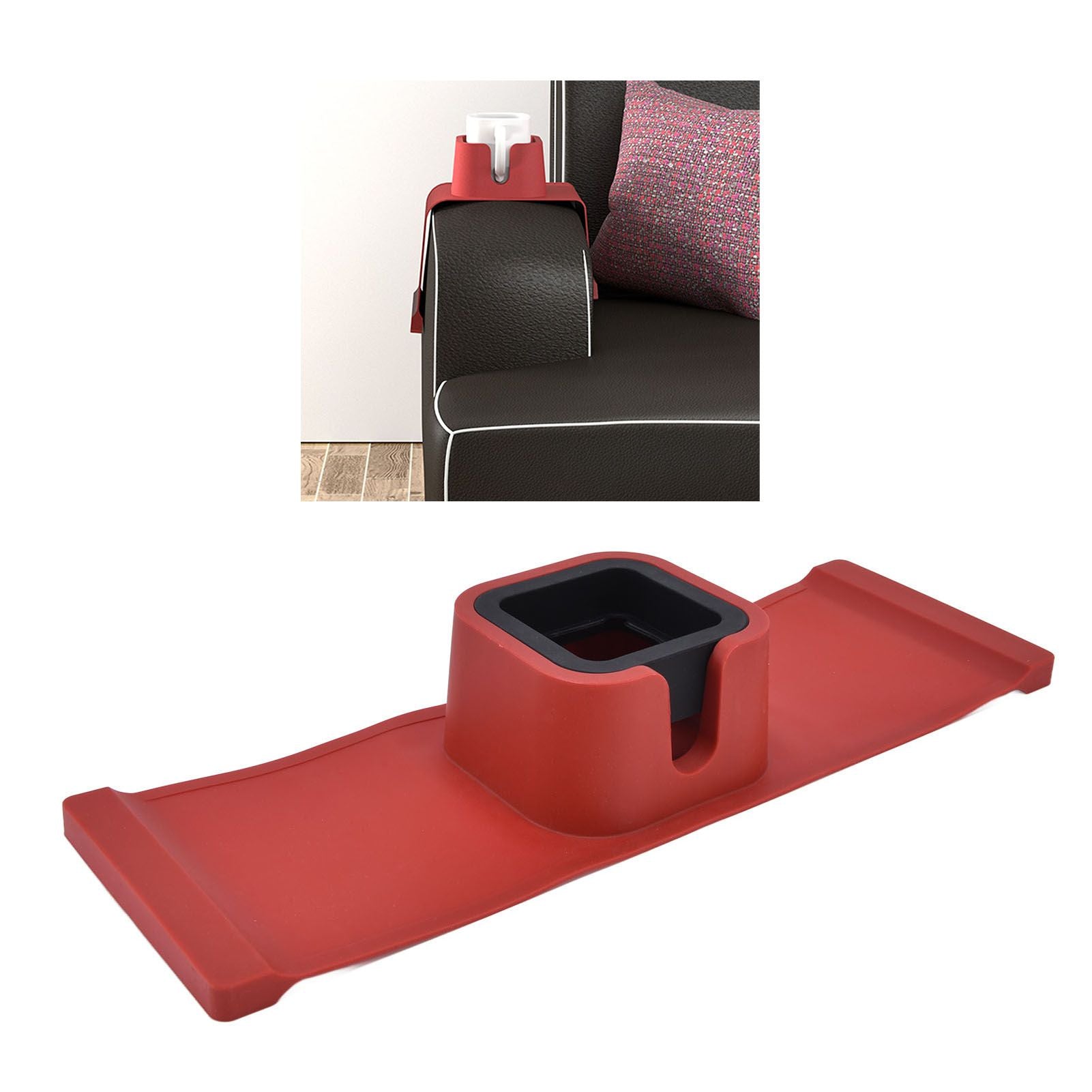 Couch Cup Holder Spill Proof Ergonomic Sofa Drink Holder Tray with Adjustable Stand and Adhesive Base V1294-YM0523-3118220048411