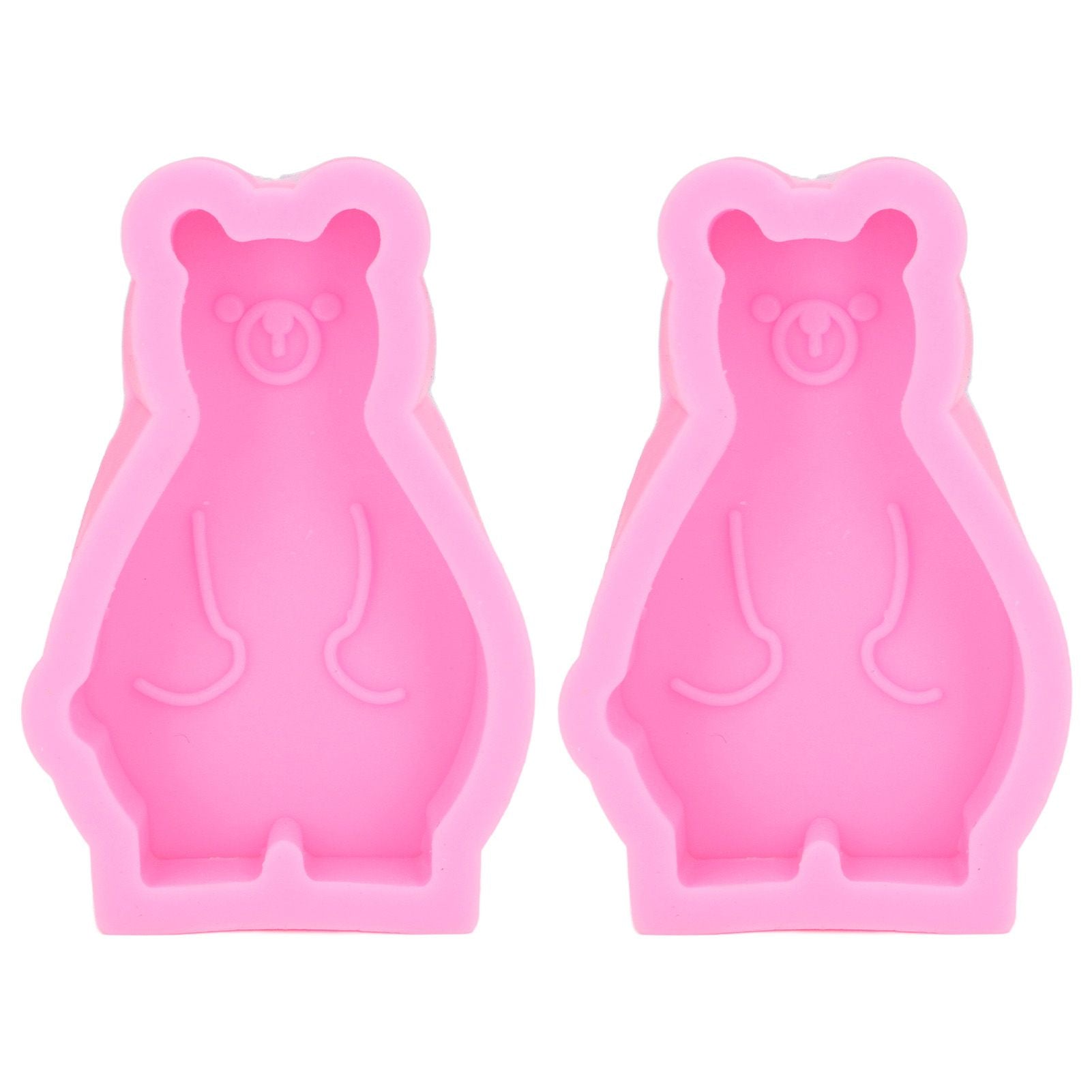 2Pcs Silicone Mold Cute Bear Shape Easy Demoulding Flexible Soft Baking Mold for DIY Cake Fondant Chocolate V1294-YM0523-3118220048811