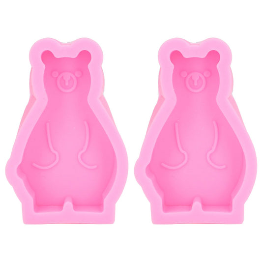 2Pcs Silicone Mold Cute Bear Shape Easy Demoulding Flexible Soft Baking Mold for DIY Cake Fondant Chocolate V1294-YM0523-3118220048811