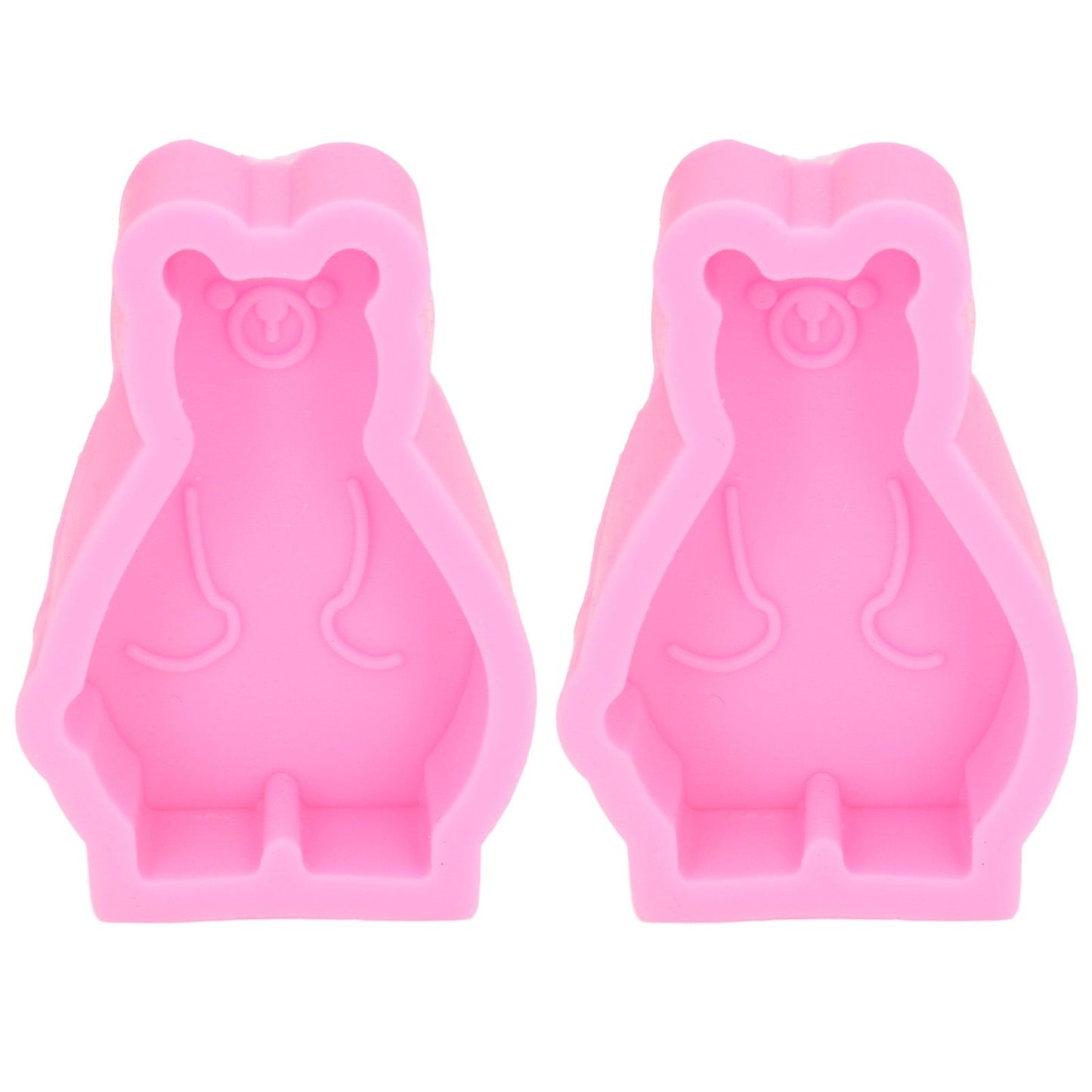 2Pcs Silicone Mold Cute Bear Shape Easy Demoulding Flexible Soft Baking Mold for DIY Cake Fondant Chocolate V1294-YM0523-3118220048811