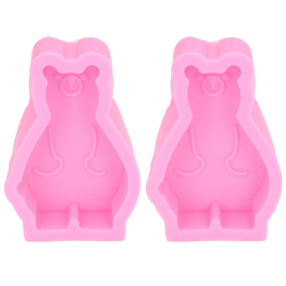 2Pcs Silicone Mold Cute Bear Shape Easy Demoulding Flexible Soft Baking Mold for DIY Cake Fondant Chocolate V1294-YM0523-3118220048811