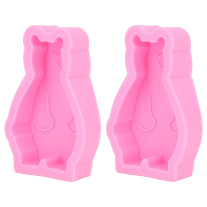 2Pcs Silicone Mold Cute Bear Shape Easy Demoulding Flexible Soft Baking Mold for DIY Cake Fondant Chocolate V1294-YM0523-3118220048811