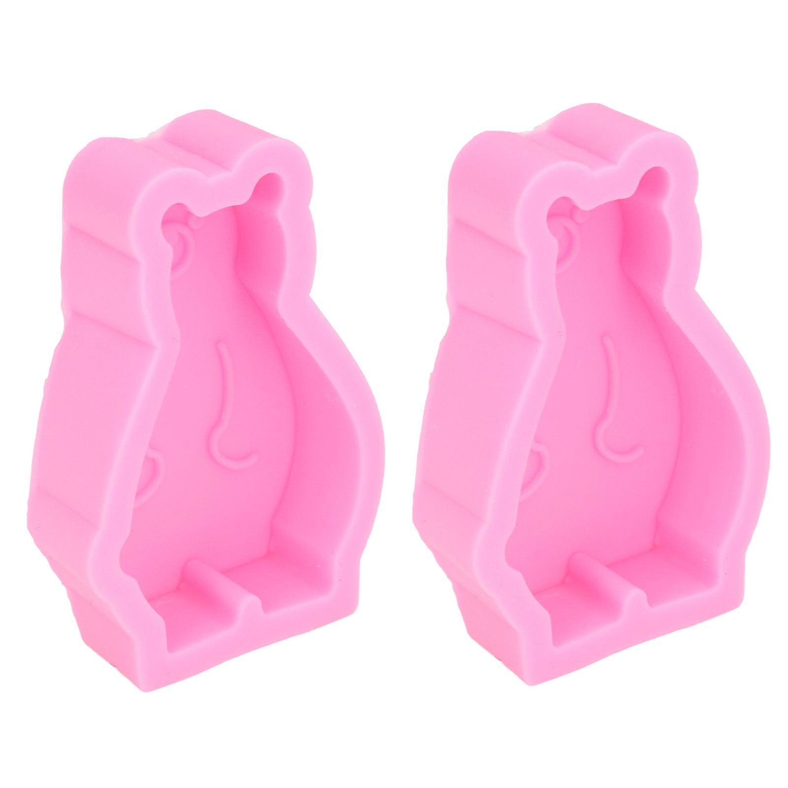 2Pcs Silicone Mold Cute Bear Shape Easy Demoulding Flexible Soft Baking Mold for DIY Cake Fondant Chocolate V1294-YM0523-3118220048811