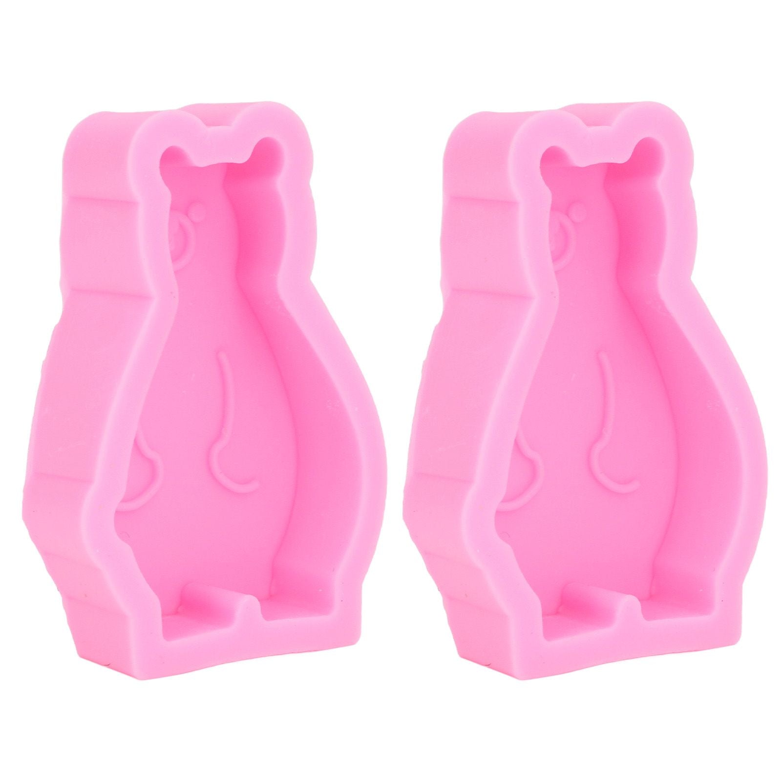 2Pcs Silicone Mold Cute Bear Shape Easy Demoulding Flexible Soft Baking Mold for DIY Cake Fondant Chocolate V1294-YM0523-3118220048811