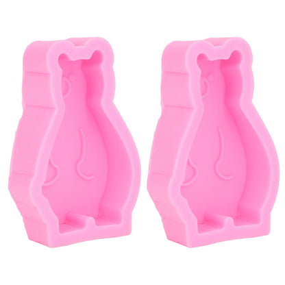 2Pcs Silicone Mold Cute Bear Shape Easy Demoulding Flexible Soft Baking Mold for DIY Cake Fondant Chocolate V1294-YM0523-3118220048811