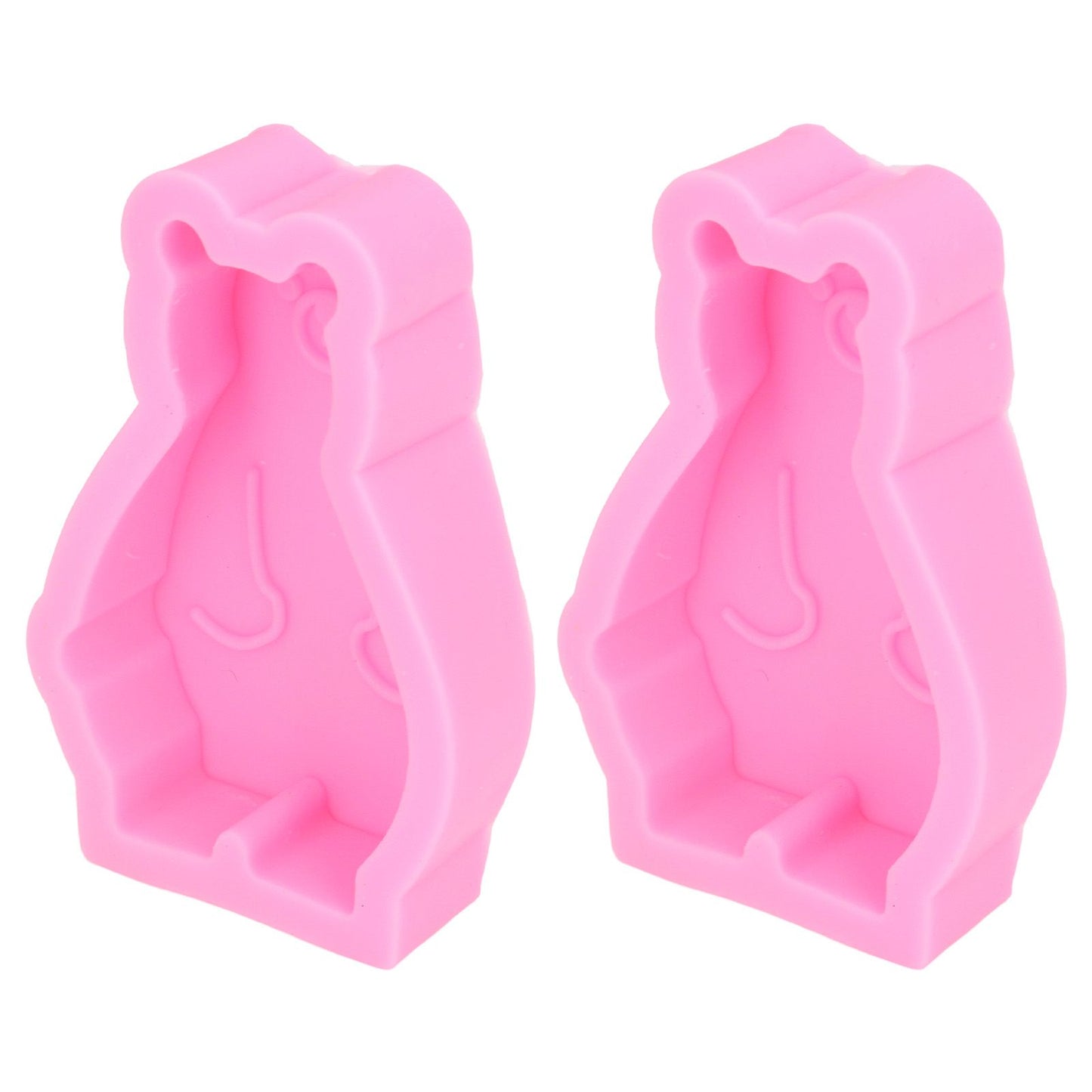 2Pcs Silicone Mold Cute Bear Shape Easy Demoulding Flexible Soft Baking Mold for DIY Cake Fondant Chocolate V1294-YM0523-3118220048811