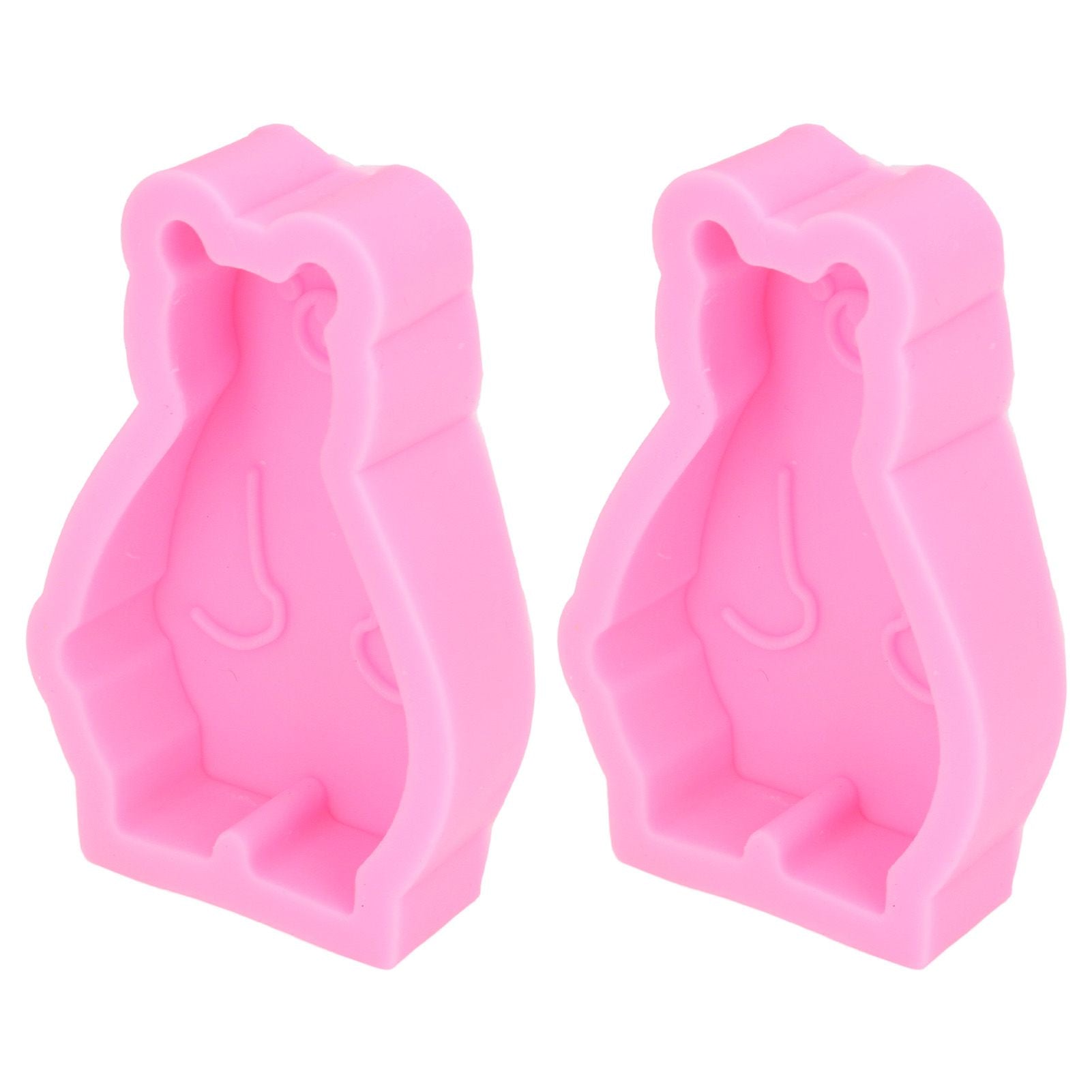 2Pcs Silicone Mold Cute Bear Shape Easy Demoulding Flexible Soft Baking Mold for DIY Cake Fondant Chocolate V1294-YM0523-3118220048811