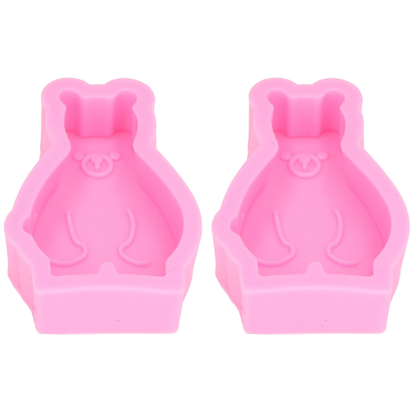 2Pcs Silicone Mold Cute Bear Shape Easy Demoulding Flexible Soft Baking Mold for DIY Cake Fondant Chocolate V1294-YM0523-3118220048811