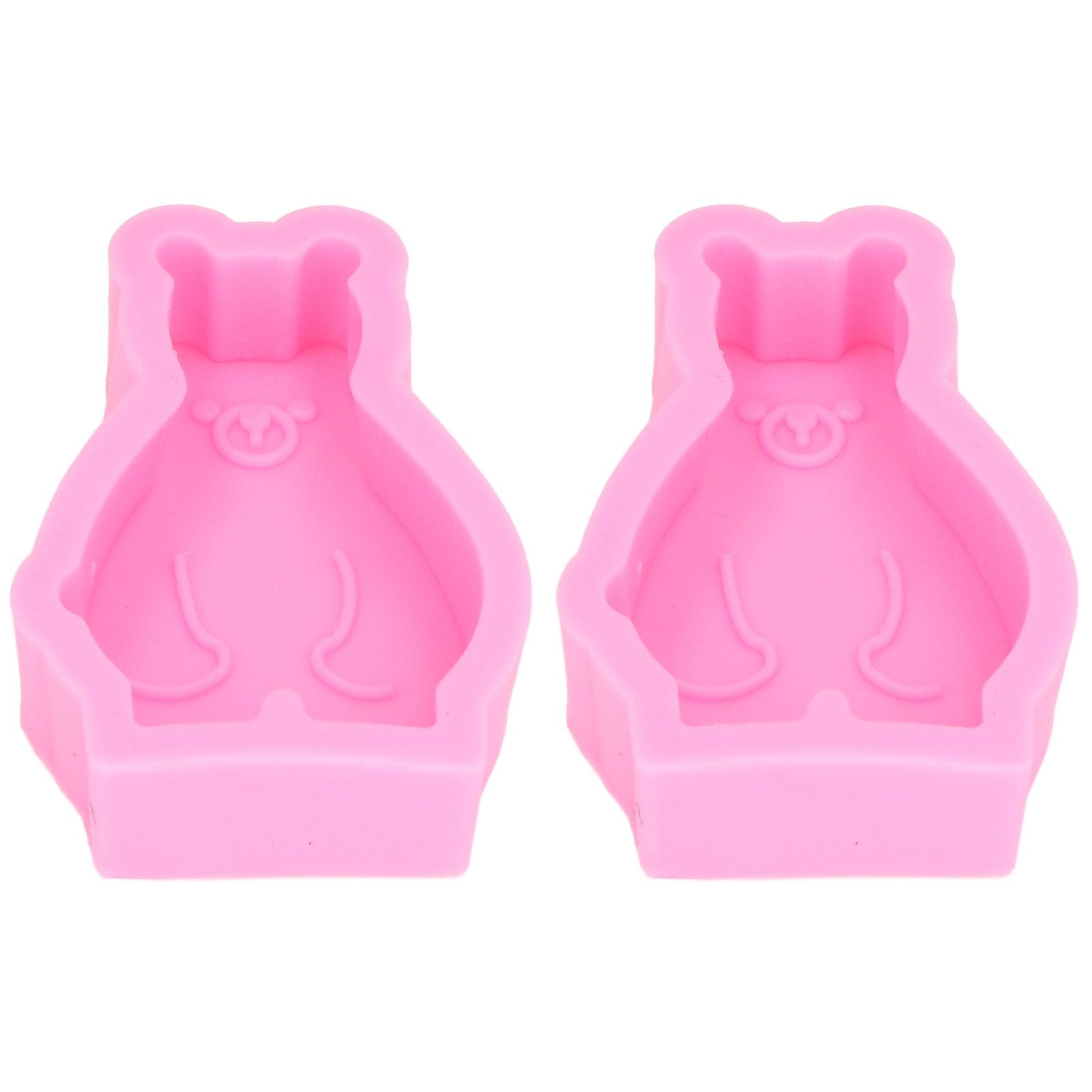 2Pcs Silicone Mold Cute Bear Shape Easy Demoulding Flexible Soft Baking Mold for DIY Cake Fondant Chocolate V1294-YM0523-3118220048811