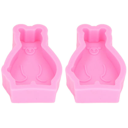 2Pcs Silicone Mold Cute Bear Shape Easy Demoulding Flexible Soft Baking Mold for DIY Cake Fondant Chocolate V1294-YM0523-3118220048811