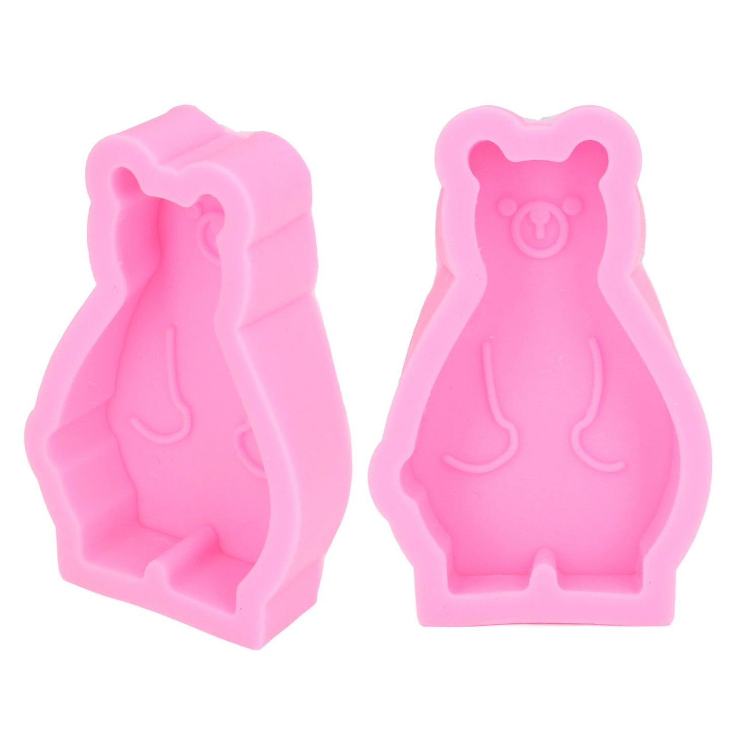 2Pcs Silicone Mold Cute Bear Shape Easy Demoulding Flexible Soft Baking Mold for DIY Cake Fondant Chocolate V1294-YM0523-3118220048811
