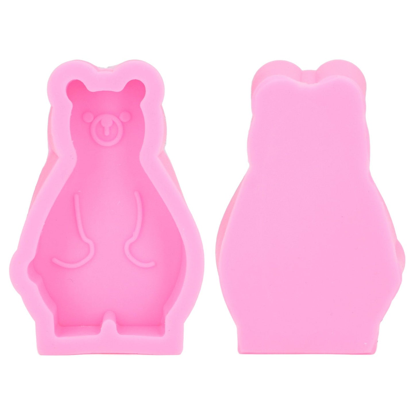 2Pcs Silicone Mold Cute Bear Shape Easy Demoulding Flexible Soft Baking Mold for DIY Cake Fondant Chocolate V1294-YM0523-3118220048811