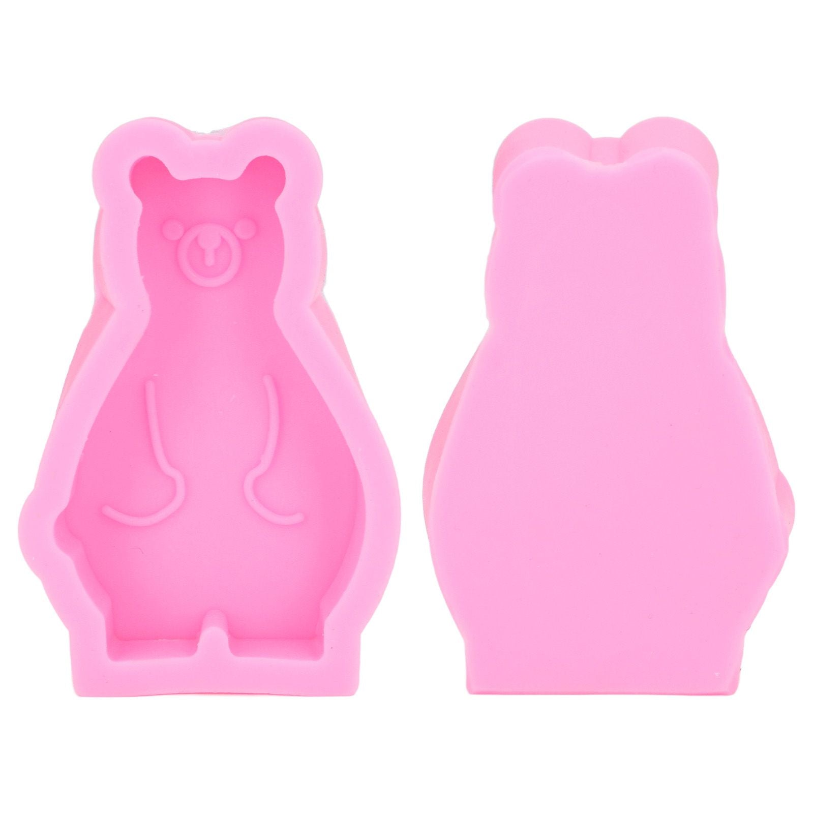 2Pcs Silicone Mold Cute Bear Shape Easy Demoulding Flexible Soft Baking Mold for DIY Cake Fondant Chocolate V1294-YM0523-3118220048811