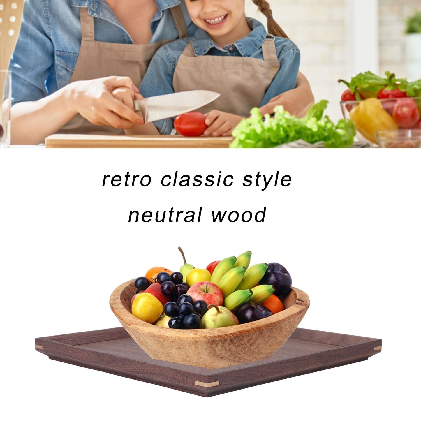Wooden Tray Quadrate Shape Black Walnut Retro Classic Chinese Style Decorative Serving Tray for Tableware M V1294-YM0523-3118220049012