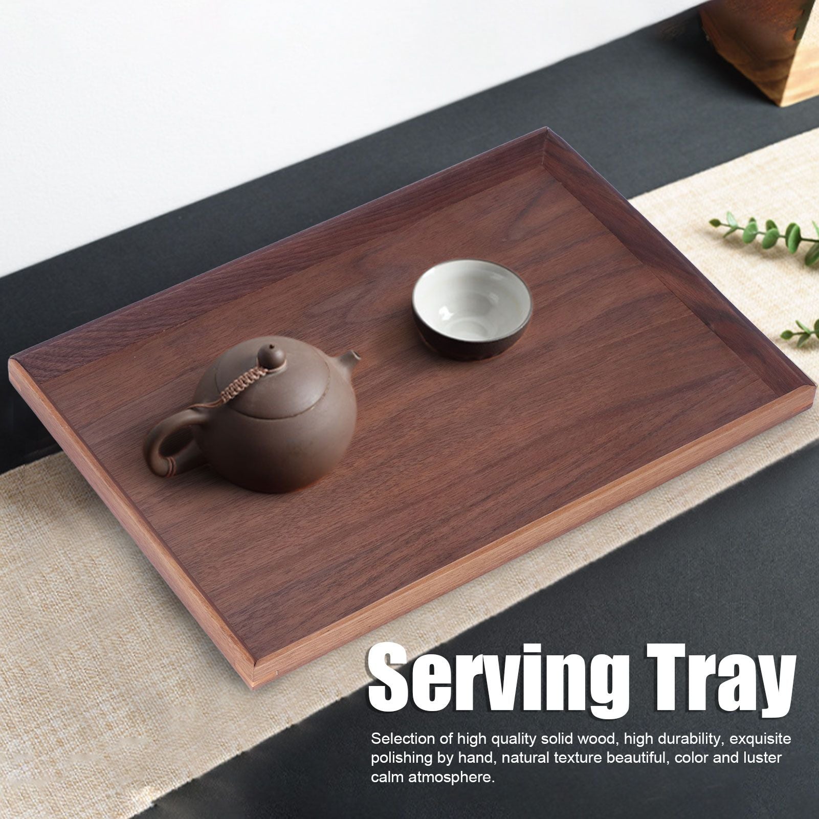 Walnut Wooden Tray Rectangle Serving Tray Tenon Structure Chinese For Tea Fruit Dessert Bread M V1294-YM0523-3118220049112