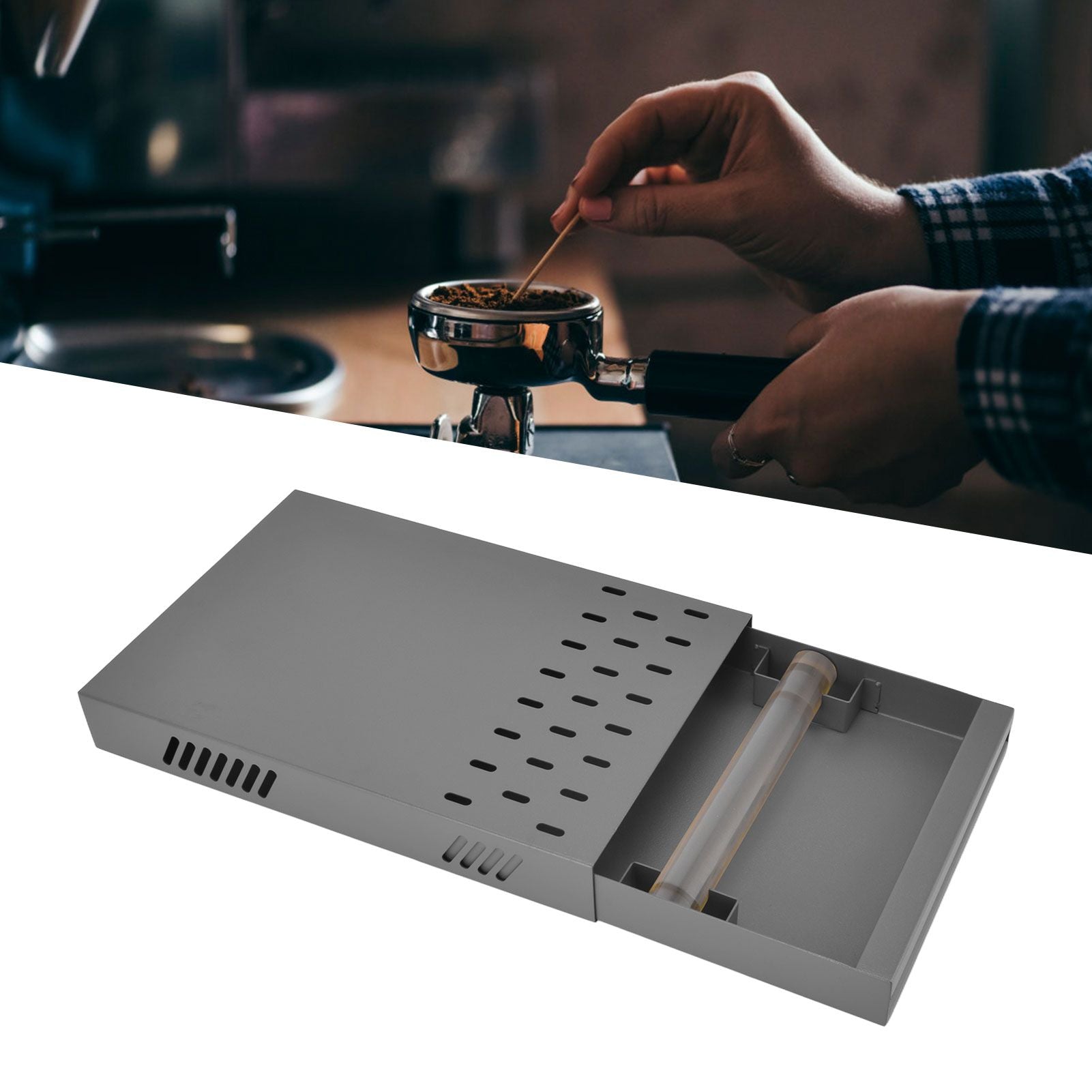 Coffee Knock Drawer Stainless Steel Detachable Prevent Slip Coffee Ground Knock Box for Cafe Home Gray V1294-YM0523-3118220051212