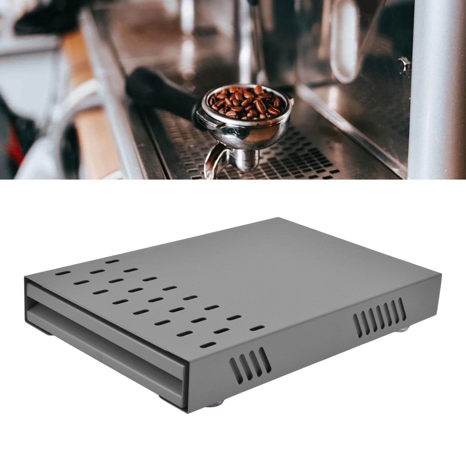 Coffee Knock Drawer Stainless Steel Detachable Prevent Slip Coffee Ground Knock Box for Cafe Home Gray V1294-YM0523-3118220051212