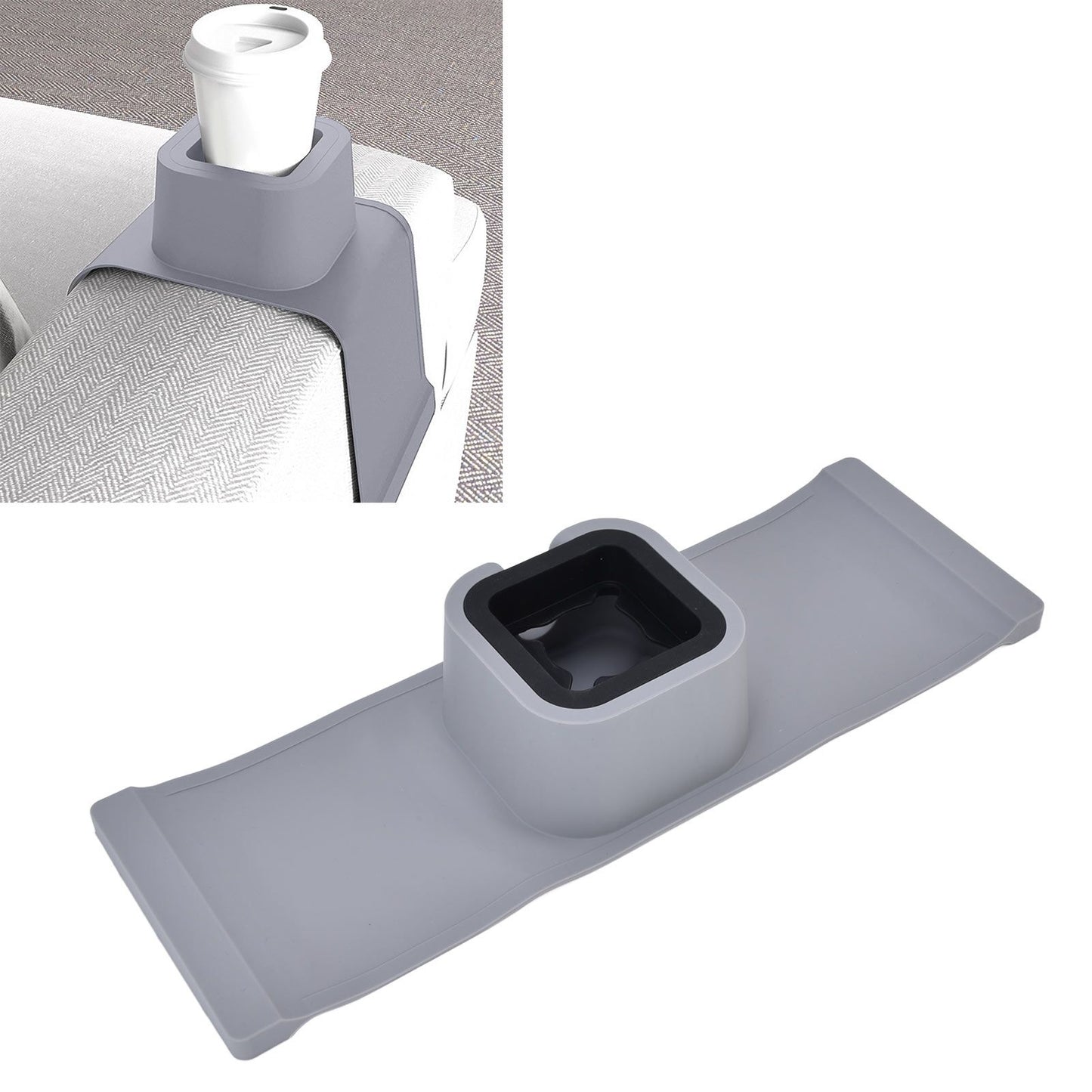 Cup Holder Couch Arm Cup Holder Sofa Arm Cup Tray Silicone Body for Living Room Balcony Gray V1294-YM0523-3118220051511