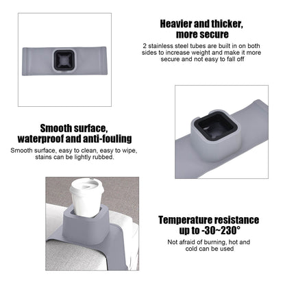 Cup Holder Couch Arm Cup Holder Sofa Arm Cup Tray Silicone Body for Living Room Balcony Gray V1294-YM0523-3118220051511