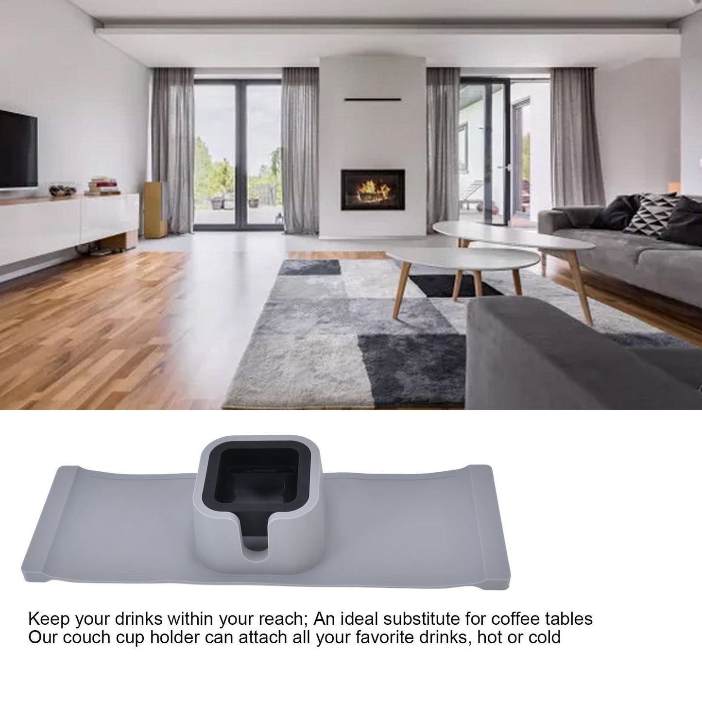 Cup Holder Couch Arm Cup Holder Sofa Arm Cup Tray Silicone Body for Living Room Balcony Gray V1294-YM0523-3118220051511