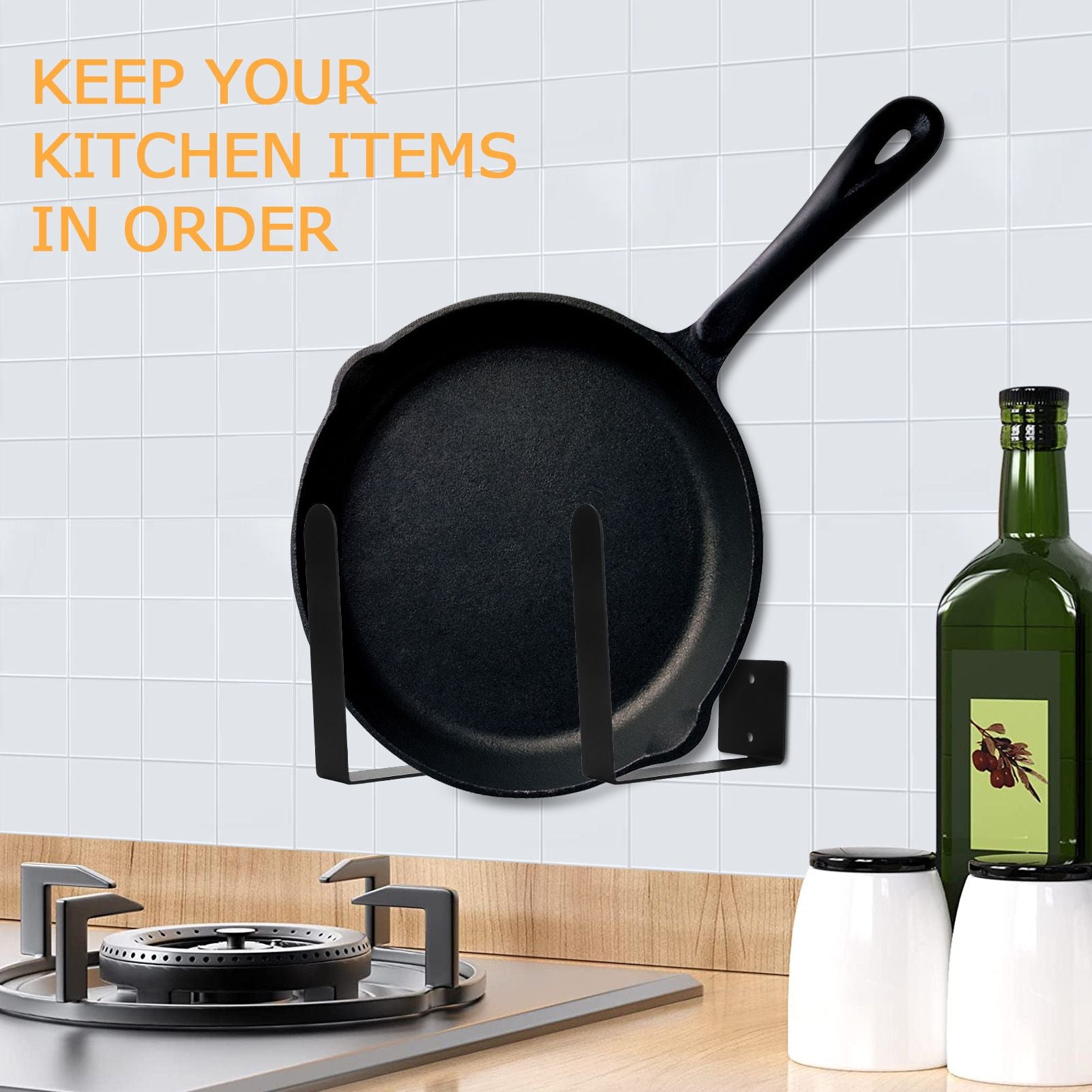 Wall Pot Lid Holder Rust Proof Hanging Cutting Board Storage Rack for Kitchen Utensil V1294-YM0523-3118220051711