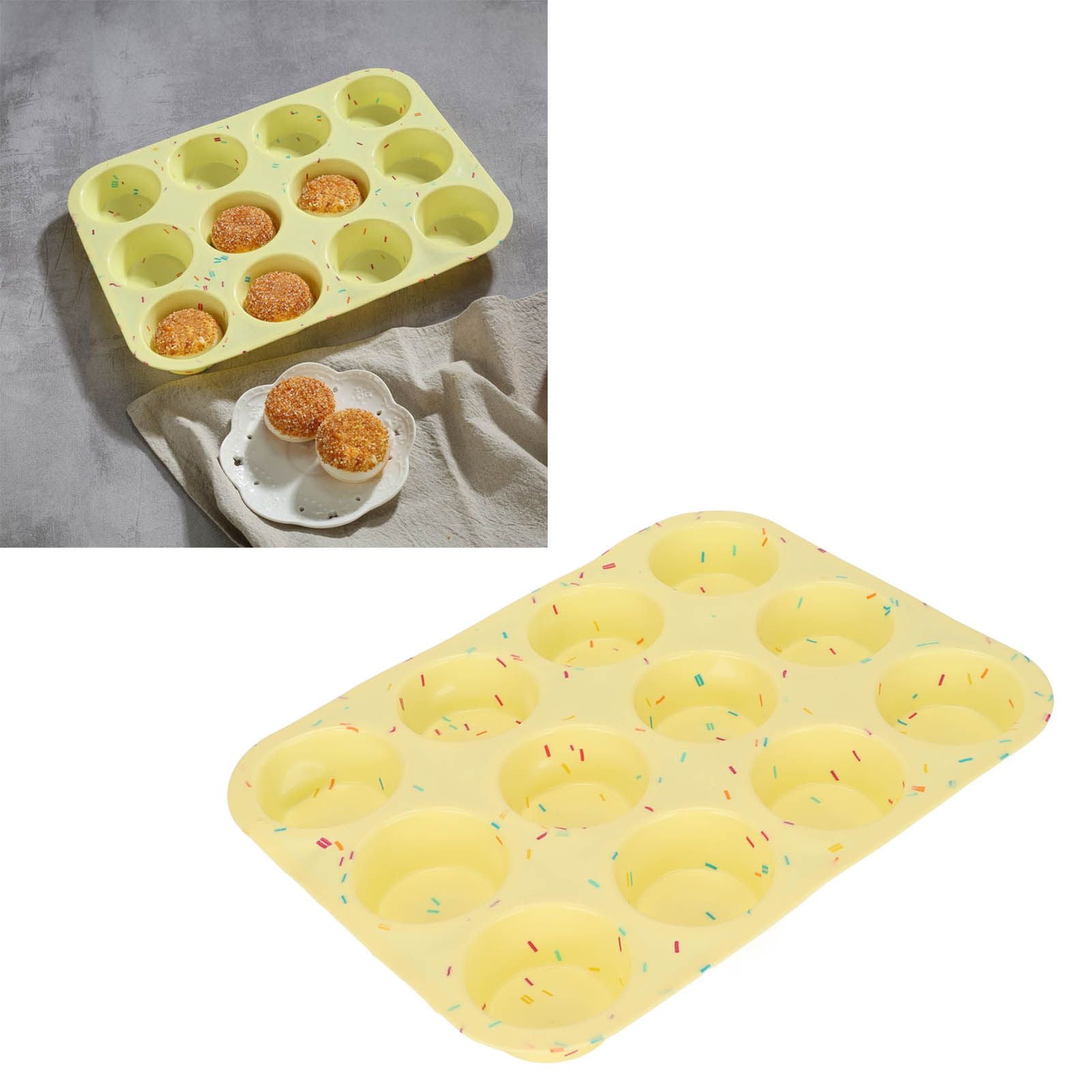 Silicone Baking Mold 12 Compartments Multipurpose Round Easter Egg Silicone Mold for Restaurant Kitchen V1294-YM0523-3118220054211