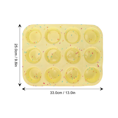 Silicone Baking Mold 12 Compartments Multipurpose Round Easter Egg Silicone Mold for Restaurant Kitchen V1294-YM0523-3118220054211