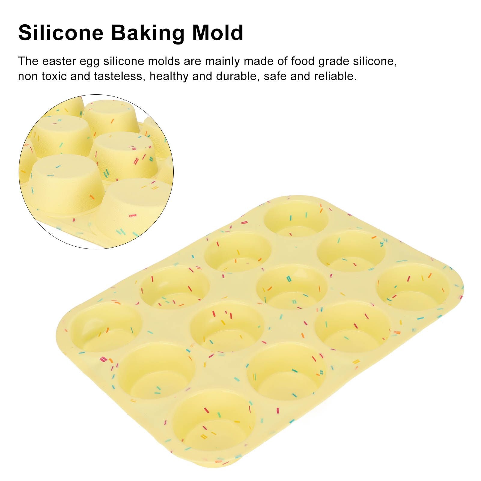 Silicone Baking Mold 12 Compartments Multipurpose Round Easter Egg Silicone Mold for Restaurant Kitchen V1294-YM0523-3118220054211