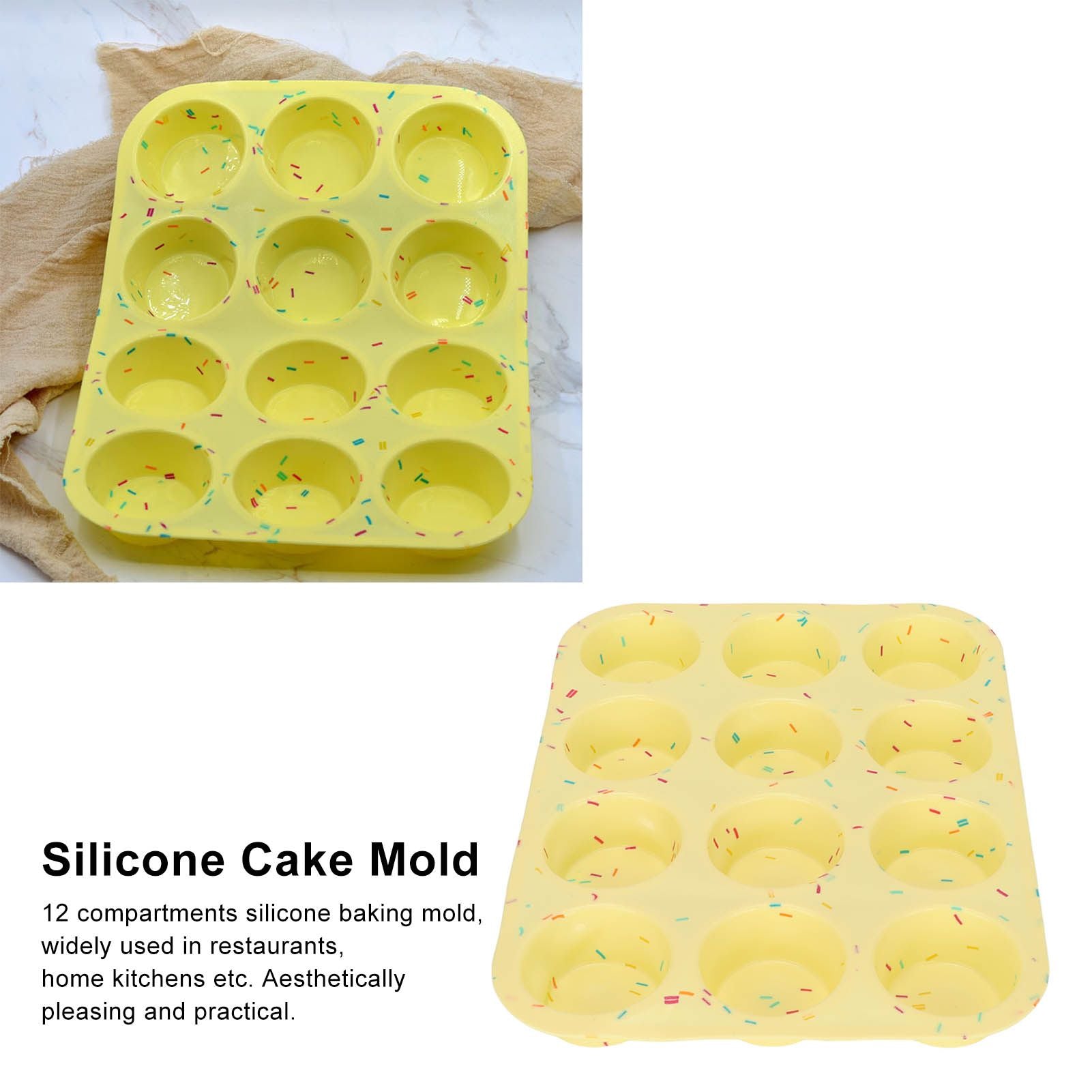 Silicone Baking Mold 12 Compartments Multipurpose Round Easter Egg Silicone Mold for Restaurant Kitchen V1294-YM0523-3118220054211