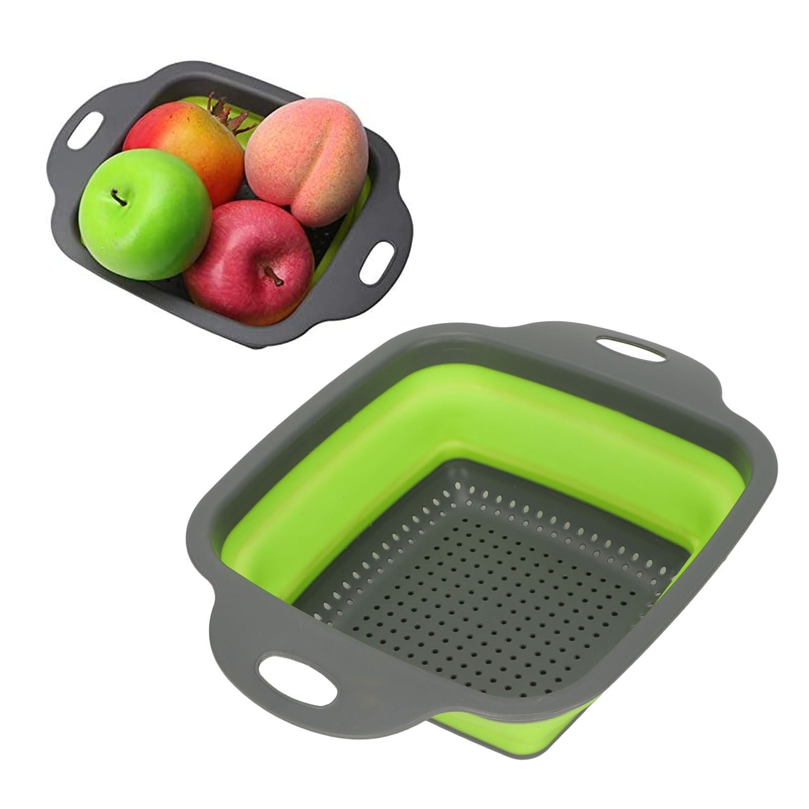Folding Drain Basket Foldable Durable PP TPR Strong Bearing Draining Hole Vegetable Washing Basket for Fruit V1294-YM0523-3118220055511
