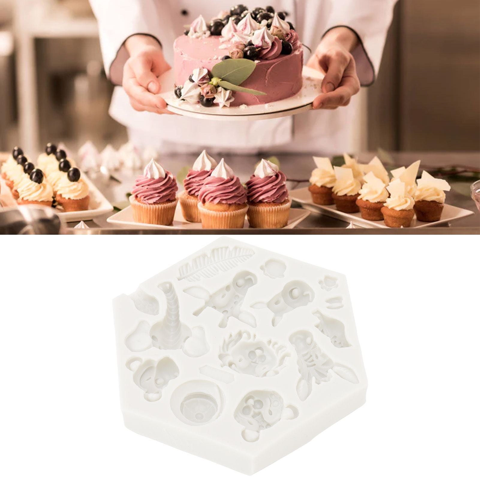 Silicone Mold Cute Animal Shape Easy Demoulding Flexible Soft Baking Mold for DIY Cake Fondant Chocolate 951 V1294-YM0523-3118220056211