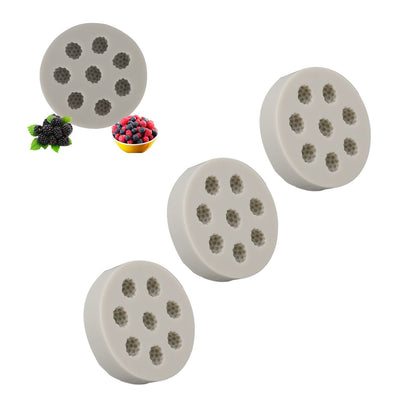 3Pcs Silicone Mold Raspberry Shape Easy Demoulding Flexible Soft Grey Baking Mold for DIY Cake Fondant V1294-YM0523-3118220056311